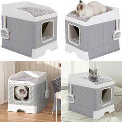 Katzenklo Katzenturm mit Schlafplatz Katzentoilette WC Katzenhöhle mit Deckel 