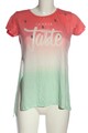 BERSHKA T-Shirt Damen Shirt Gr. DE 36 rot-weiß-türkis Casual-Look