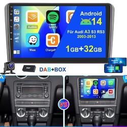 Für Audi A3 S3 RS3 2003-2013 9" DAB+ Android 13 Autoradio GPS Navi Carplay BT