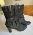 CAPRICE LEDER Stiefelette schwarz Gr. 40 - 8cm Absatz,  mit raffinierten Details