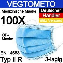 100x Medizinische Mundschutz Maske Type 2R Chirurgische Atemschutzmaske OP-Maske