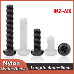 M2 M3 M4 M5 M6 M8 Nylon Kunststoff Linsenkopfschraube Kreuzschlitz Schwarz/Weiß