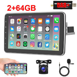2+64G DAB+ 10.1" 1DIN Android 13 AUTORADIO GPS Navi BT USB WIFI HiFi MP5 +Kamera