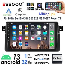 Android 13 Apple Carplay Autoradio GPS RDS +KAM Für BMW 3er E46 M3 Rover 75 MGZT
