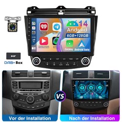 10,1" DAB+ 6+128GB Android 14 Autoradio GPS Navi DSP WiFi für Honda Accord VII 7