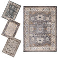 Orientalischer Teppich Kurzflor Wohnzimmerteppich Grau Blau Beige