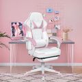 Ergonomisch Gaming Stuhl mit Massagefunktion Bürostuhl Drehstuhl Fußstütze Rosa