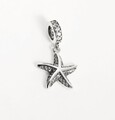 Charm Dangle 925 Silber Seestern Zirkon Steinchen - Anhänger für Armband