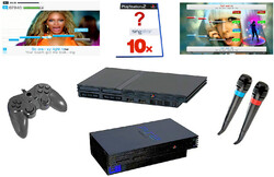 Playstation 2 Konsole mit Controller + Singstar und Buzz Spiele nach Wahl - PS2