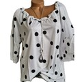 Shirt Bluse Sheego by Joe Browns weiß gepunktet 3/4 Ärmel bis 56/58 (3 818) NEU