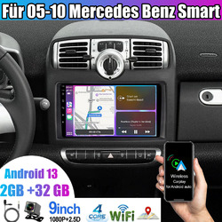 FM GPS Autoradio Navi Android 12.0 Apple CarPlay Für Smart Fortwo 451 2005-2010