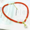 BAILYSBEADS edle Rubin-Kette Halskette mit MK Perle Anhänger behandelt X12