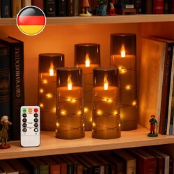 5er LED Kerzen Flackernd Set Echtwachs Mit Fernbedienung Echtwachskerzen Licht