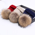 Damen Bommel Strick Mütze Winter-Mütze Bommelmütze Kunstfell Warme Strickmütze