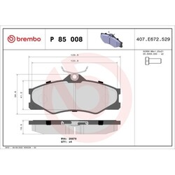 1x Bremsbelagsatz, Scheibenbremse BREMBO P 85 008 passend für AUDI SEAT SKODA