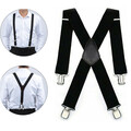 breite Hosenträger in X Form mit 4 starken Clips Herren Damen Unisex schwarz NEU