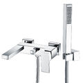 Wandmontage Badewanne Dusche Mischbatterie Modern Chrom mit Handbrause Quadratisch