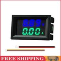 DC0-100V Amp Volt Gauge Dual LED Digital Voltage Current Meter (Blue Green 10A)