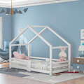 Hausbett 90 X 200 Cm Vollholz Kinderbett Mit Rausfallschutz Und Lattenrost Weiß
