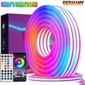5/10/20M Neon LED Strip Streifen RGB Flex Schlauch diffus Lichtband Dimmbar APP