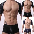 Kunstleder Oberteile Crop Kurzarm Fitness Workout Nagelneuer Zustand