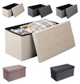 WOLTU Faltbarer Sitzhocker Sitzbank Anfbewahrungsbox Hocker Truhen Leinen MDF