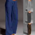 Sommer Palazzohose Damen - Baumwolle Leinen, Weites Bein, bequeme Stoffhose