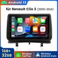 1+32G Android13 Autoradio Carplay GPS Navi WIFI DAB Für Renault Clio 3 2005-2014