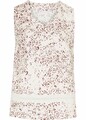 Top mit allover-Print Gr. 38 Wollweiß Dunkelbeere Leo Damen Leinentop Shirt Neu*