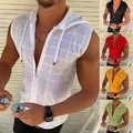 Oberteile Mit Reißverschluss Und Kapuze Ärmelloses Tanktop T-Shirt Weste ≌