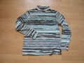 Damenpullover Gr. 38/40 M langarm  Longsleeve mit Stehkragen weiß grün schwarz