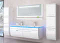 Badmöbel set hochglanz Weiß Doppelwaschtisch montiert   Touch Led System 120 cm