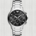 Casual Herren uhr AR11208 Silber Edelstahl Chronograph Elegant Klassisch 44mm