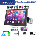 Single 1 DIN 9" Autoradio Bluetooth Drahtlose CarPlay Android Auto USB TF AUX FM
