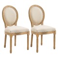 2er Set Esszimmerstühle Küchenstuhl mit Rattan-Rückenlehne Linen-Touch