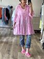 Tunikakleid Kleid Tunika Hemd Candy Pink Lochstickerei One Size bis Gr. 42 N2