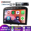 9" Autoradio Android 13 Carplay GPS SAT NAV Cam 1+32G Für Peugeot 308 408 07-13
