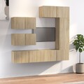  TV Schrank Set 6-tlg. Sonoma-Eiche Wohnwand Hängeschrank Schrankwand vidaXL