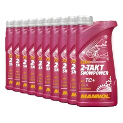 10 (10x1) Liter MANNOL 2-Takt Snowpower Mischöl f. Schneemobile API TC+, JASO FD