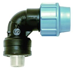 Unidelta PP Winkel 90° mit Messing-Außengewinde Klemmverschraubung DVGW 16-40mm