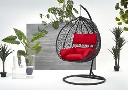 Polyrattan Hängesessel Hängekorb Rattan Hängeschaukel mit Gestell Hängesitz