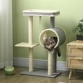 PawHut Kratzbaum 104cm Katzenbaum mit Katzenhöhle, Katzenkratzbaum mit Spielball
