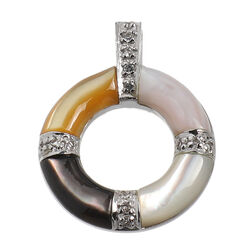 Anhänger echt Silber 925 Sterlingsilber mit Perlmutt Weiss-Topas Kettenanhänger