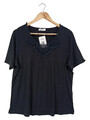 PETER HAHN Damen T-Shirt Schwarz Gr. 52/XXL Kurzarm Baumwolle Spitze Casual