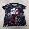 Adidas Kleeblatt Blumenmuster All Over Print Damen-T-Shirt UK12 kurzärmelig