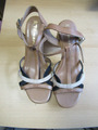 256/6 TAMARIS Sandalen Pumps beige sand schwarz Gr.39 Leder Touch it Absatz 7 cm