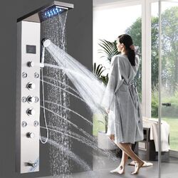Duschpaneel Edelstahl LED Duschset Duschsäule Badarmatur Wasserfall Regendusche