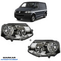 SCHEINWERFER SET LINKS RECHTS ELEKTRISCH FÜR VW T5 FACELIFT SCHWARZ MOTOR 09-15