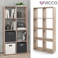 Bücherregal Wandregal Standregal Raumteiler 8 Fächer Eiche Scutum Sonoma Vicco