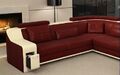 Ecksofa Leder Textil Sofa mit USB Polster Wohnlandschaft L Garnitur Sitz Isching